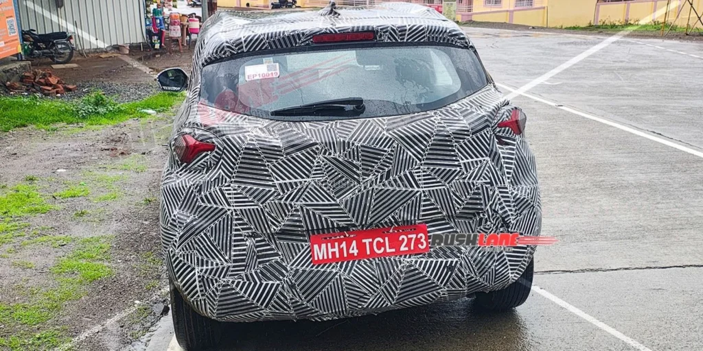 Tata Punch facelift rear profile spied with connected LED tail lamps