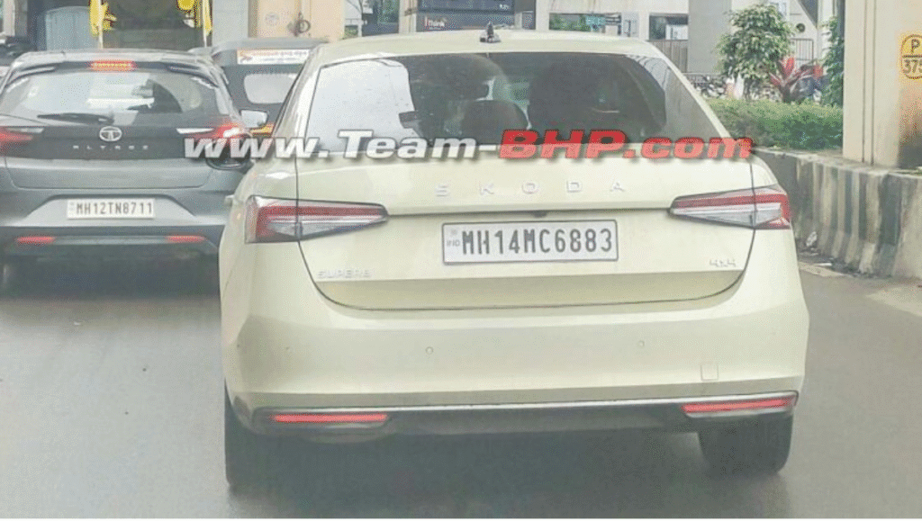 2025 Skoda Superb Diesel 4x4 rear view with LED tail lamps