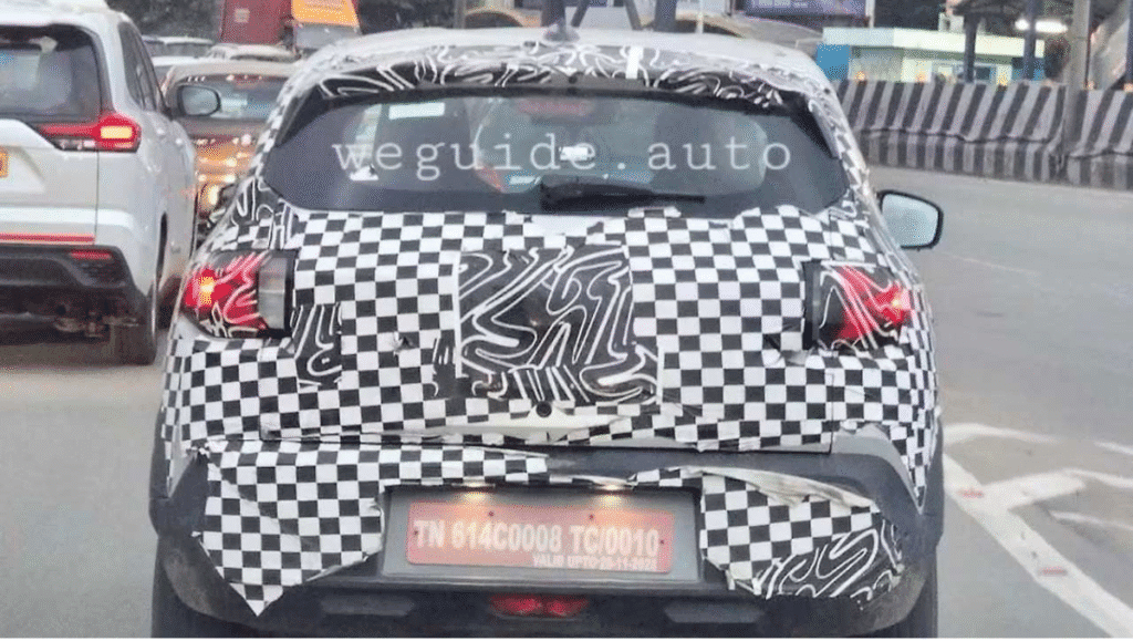 Renault Kwid Facelift rear spied image with Y-shaped tail lamps