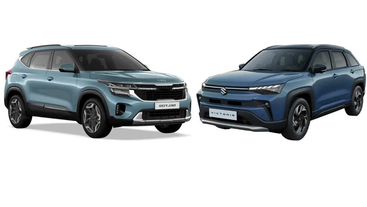 Maruti Suzuki Victoris vs Kia Seltos 2025 mid-size SUV comparison in India