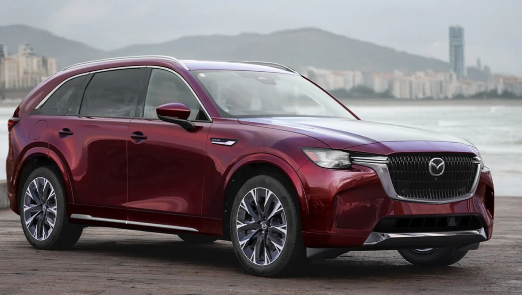2026 Mazda CX-90 front view showcasing new design and Polymetal Gray Metallic color