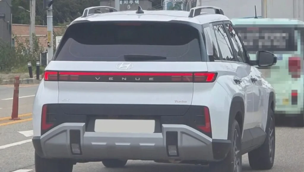 2026 Hyundai Venue rear view with connected LED tail lights
