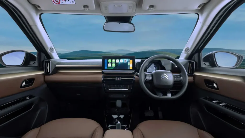 Citroen Aircross X luxury interior cabin with infotainment and ambient lighting