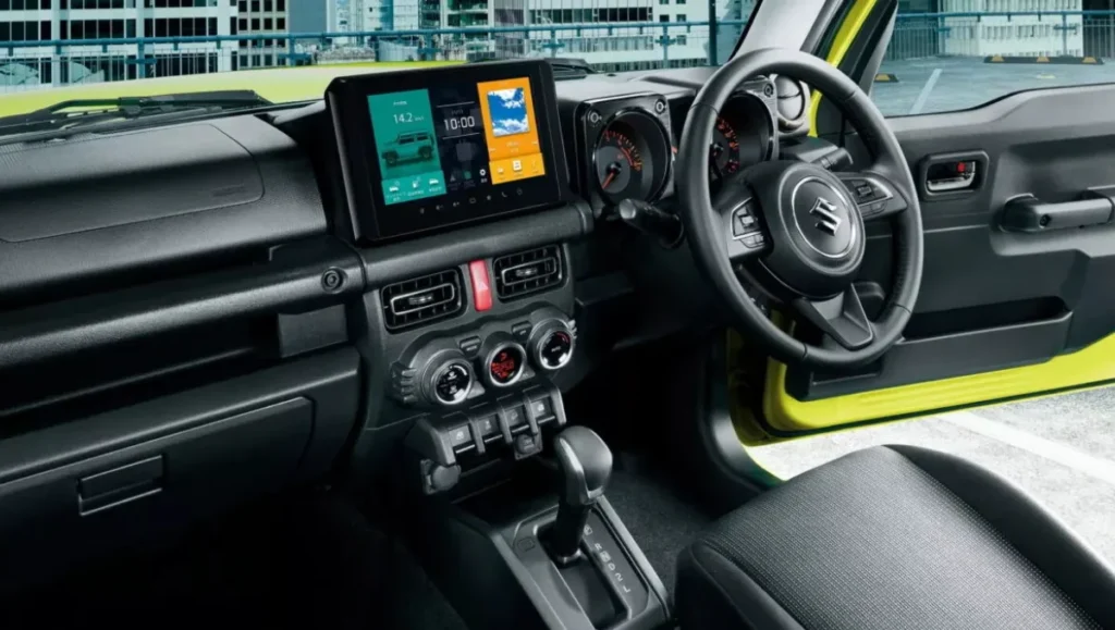 2026 Suzuki Jimny 9-inch infotainment touchscreen with Apple CarPlay and Android Auto