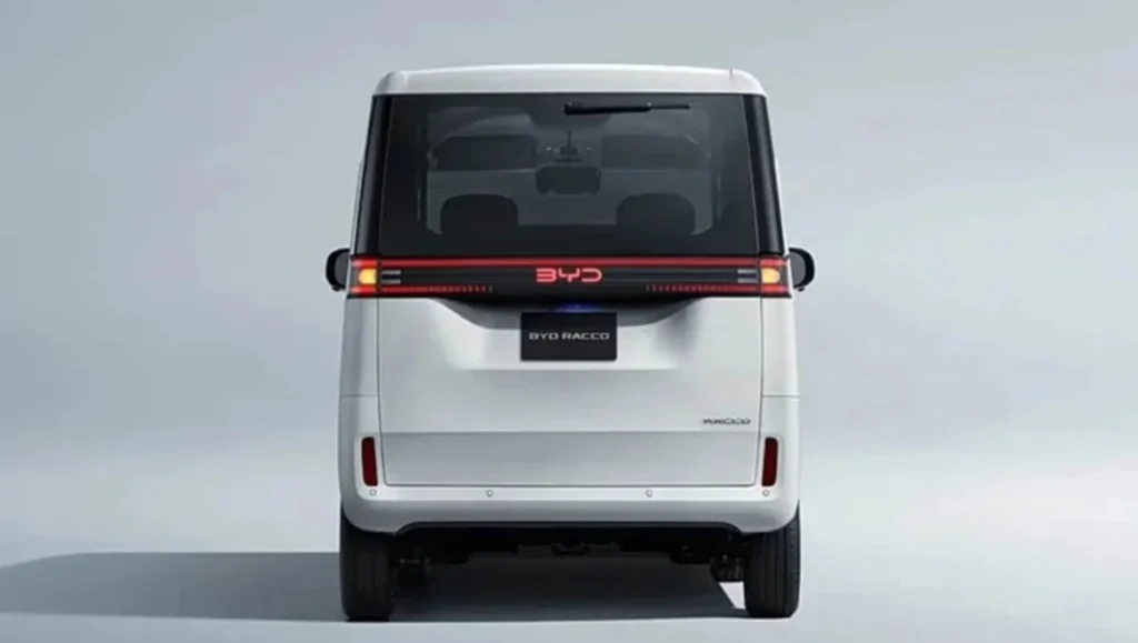 Rear View of BYD Racco Kei Car Highlighting Through-Type LED Taillight