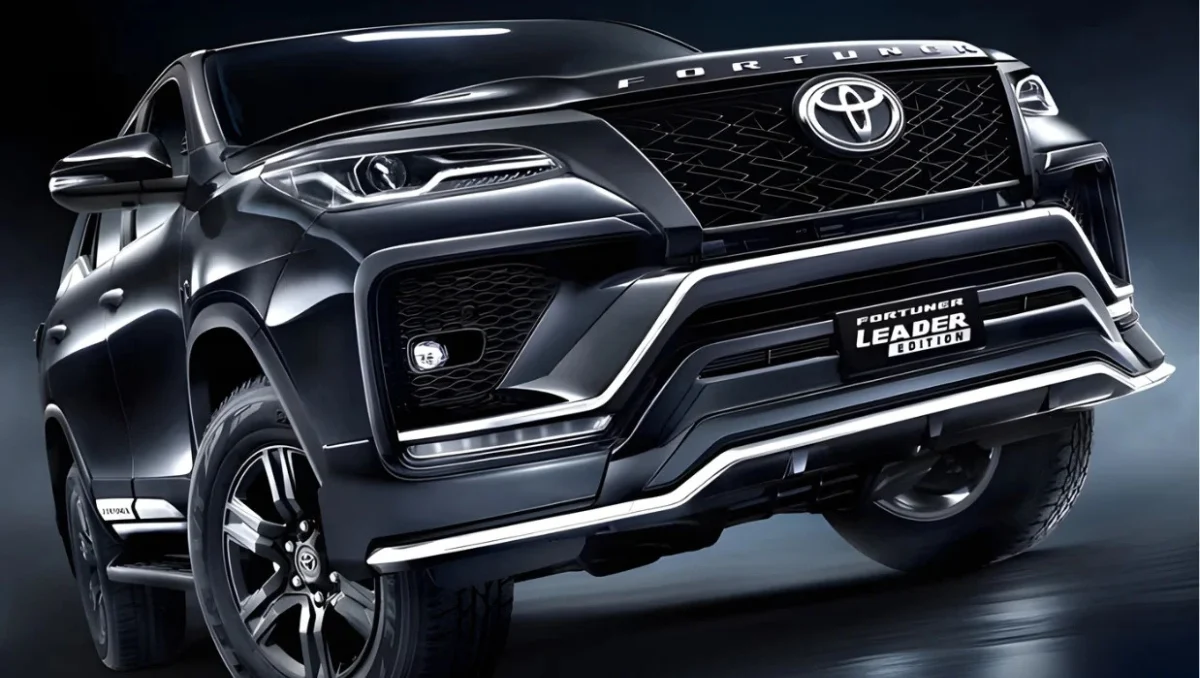 2025 Toyota Fortuner Leader Edition front view with dual-tone black roof