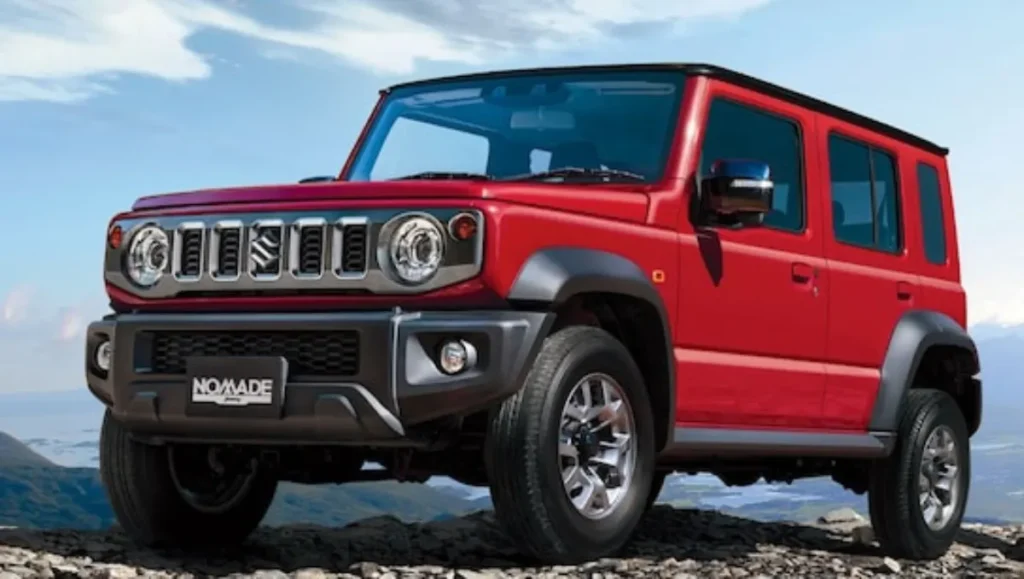 Front and side view of the Suzuki Jimny Nomade showcasing its rugged off-road design