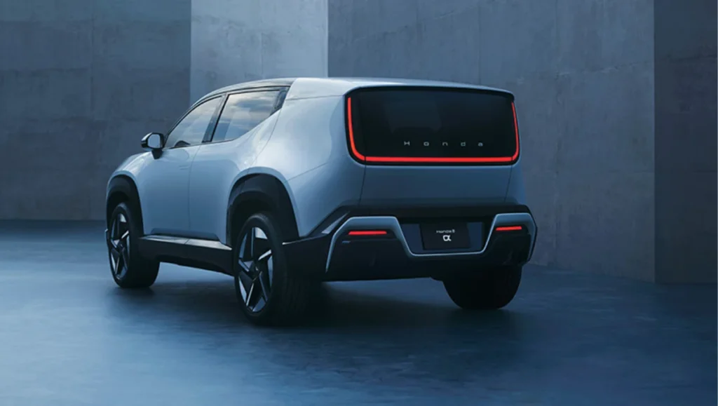 Rear design of Honda O Alpha Electric SUV with U-shaped LED tail lamps