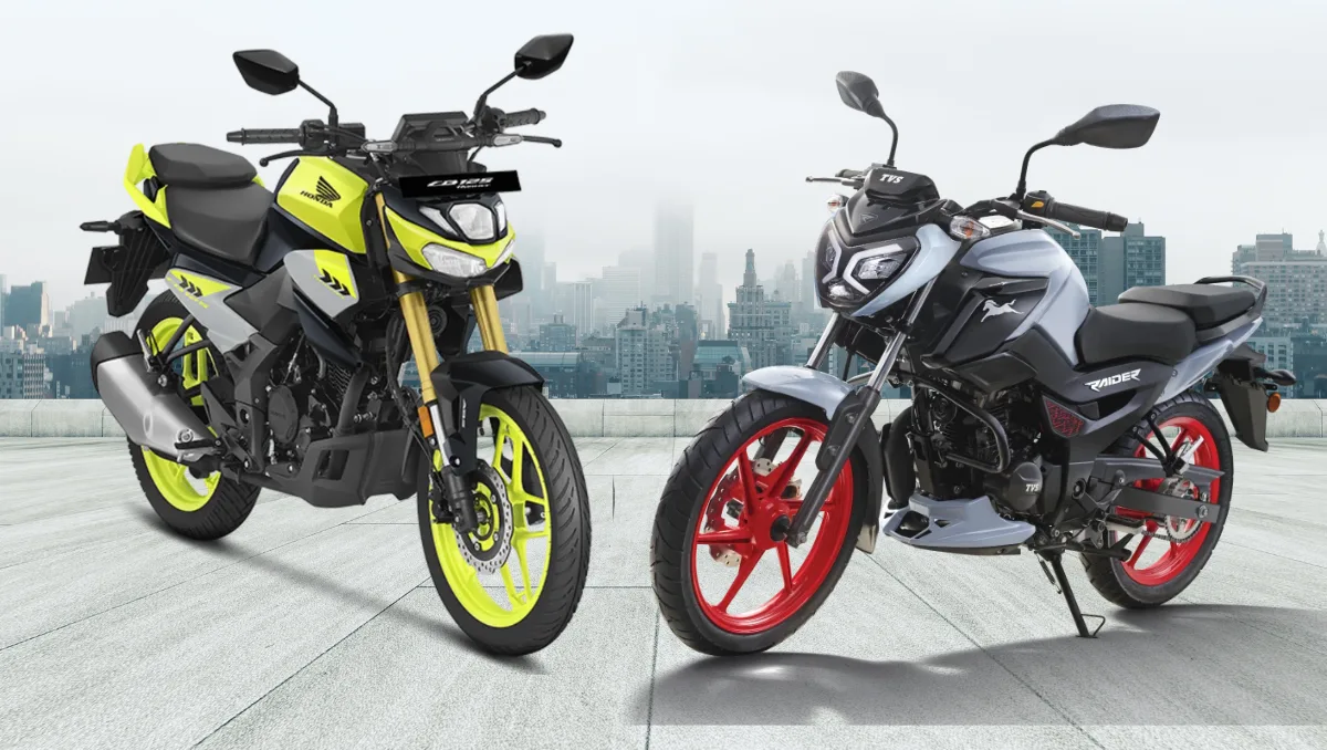 TVS Raider 125 and Honda CB125 Hornet side-by-side on Indian roads