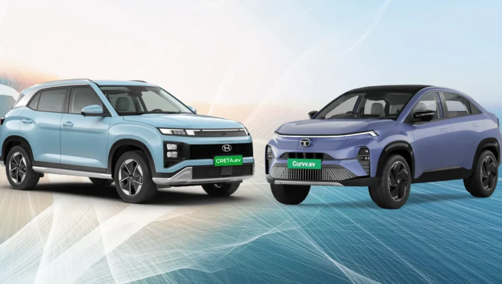 Tata Curvv EV vs Hyundai Creta EV 2025 side by side showcasing design, features, price and range comparison in India
