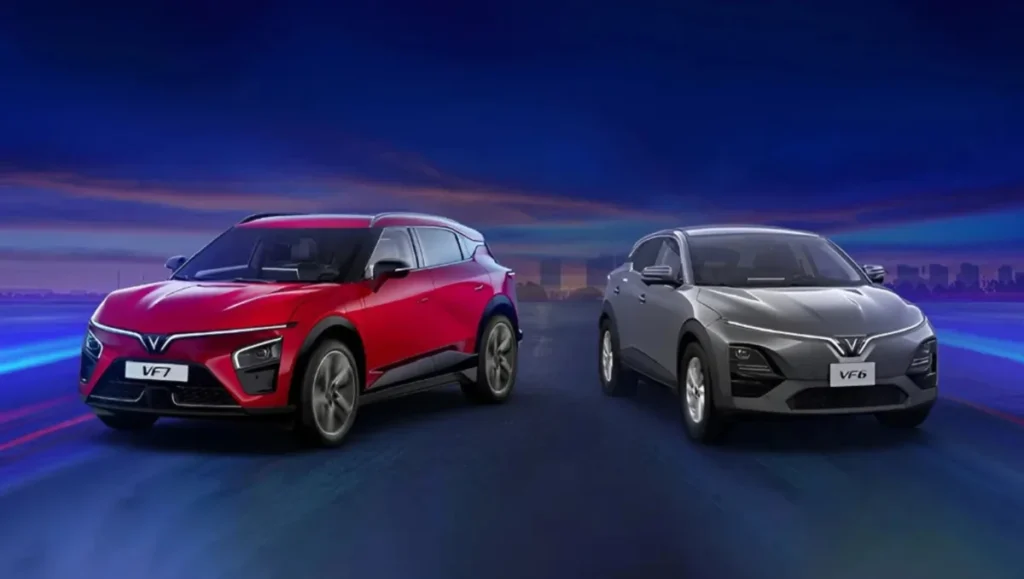 Vinfast VF6 and VF7 Electric SUVs delivery event in India showing customers receiving their new cars