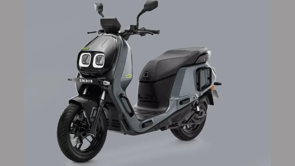 ront view of the River Indie Gen 3 electric scooter in Storm Grey.