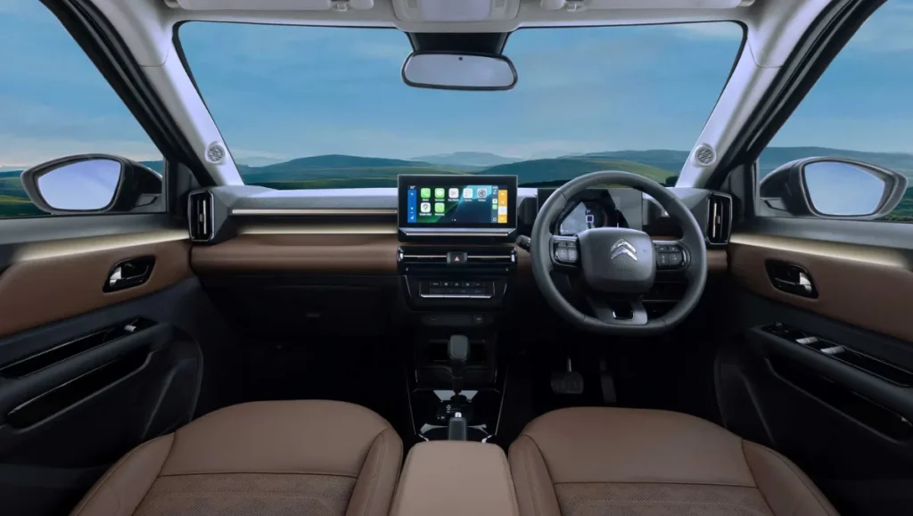 Interior of the 2025 Mahindra Thar Facelift with upgraded dashboard and infotainment