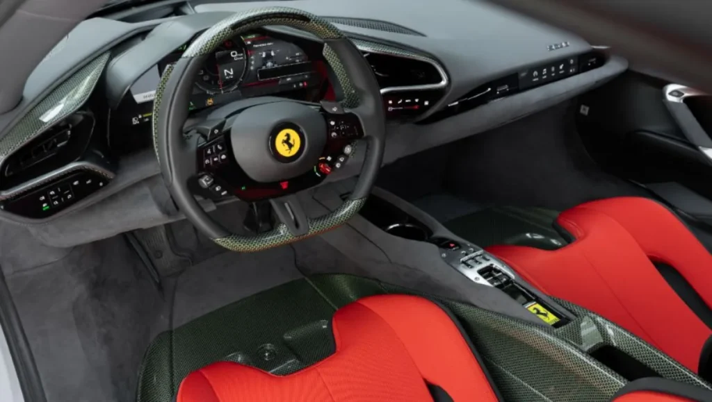 Ferrari SC40 F40 Tribute interior with carbon-Kevlar and Charcoal Alcantara