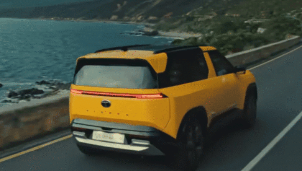 Tata Sierra Fully Revealed rear design with LED tail light bar and Sierra badging