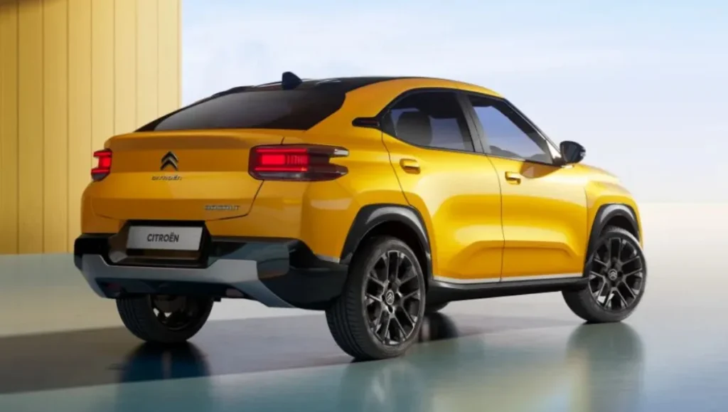 Citroen Basalt Vision Debute in Brazil rear three quarter yellow coupe SUV
