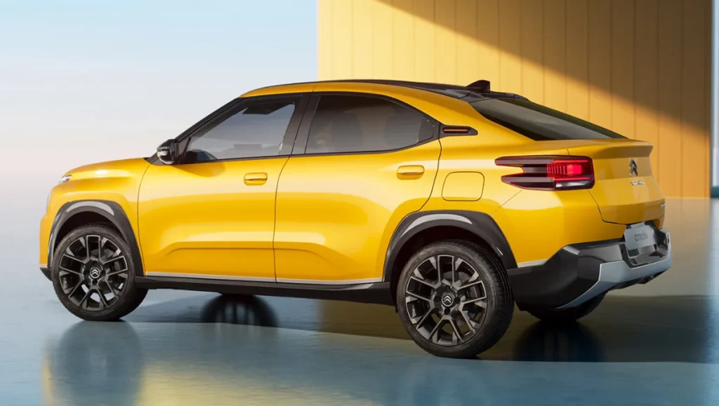 Citroen Basalt Vision Debute in Brazil side profile yellow coupe SUV