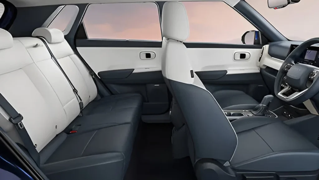 2025 Hyundai Venue cabin side view with dual-tone seats and spacious interior layout