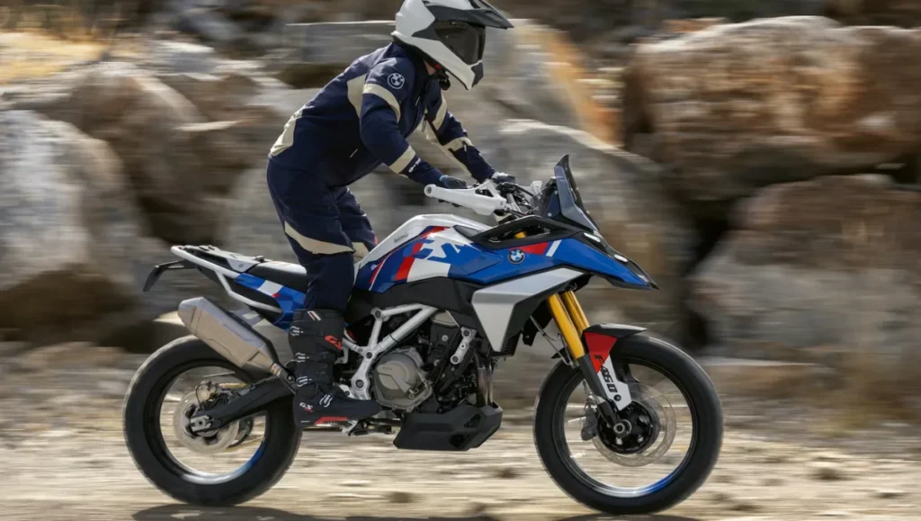 Rider testing the BMW F 450 GS adventure motorcycle off-road – BMW F 450 GS Bookings Open in India