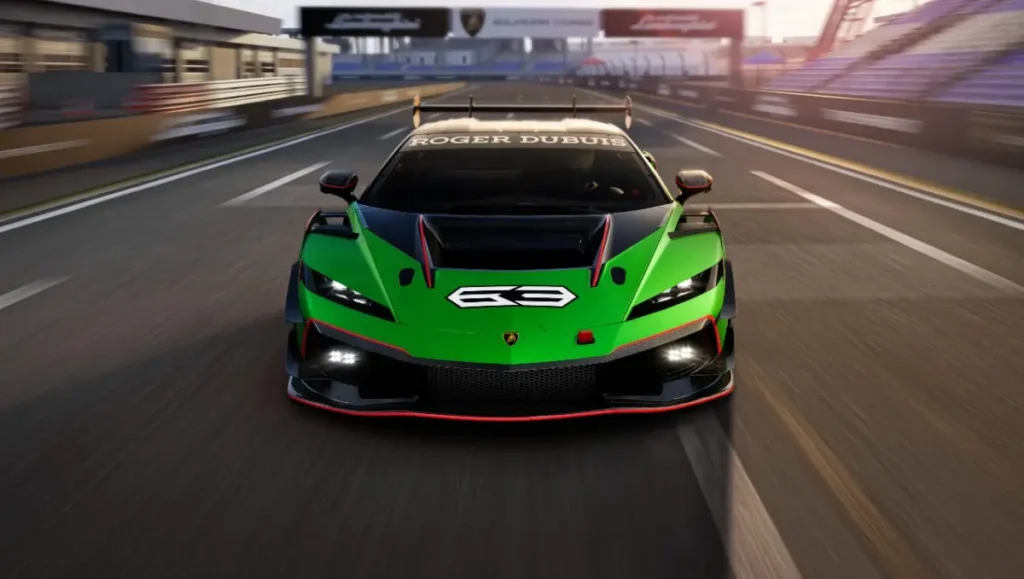 Lamborghini Temerario Super Trofeo Concept Revealed front view on racetrack