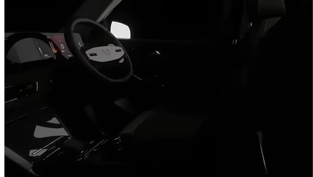 interior dashboard view of the big new electric XEV 9s showcasing steering and digital display