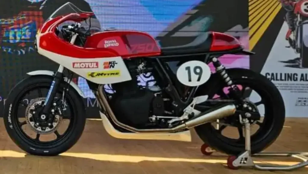 Royal Enfield Continental GT R 750 Unveiled side view of race prototype with number 19