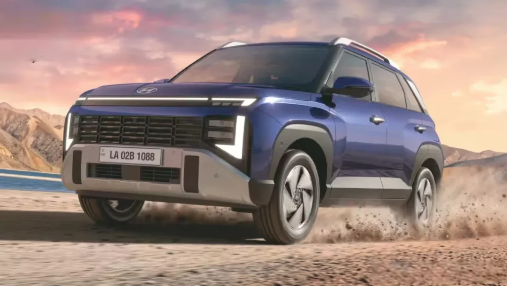 New Gen Hyundai Venue 2025 front view on desert road