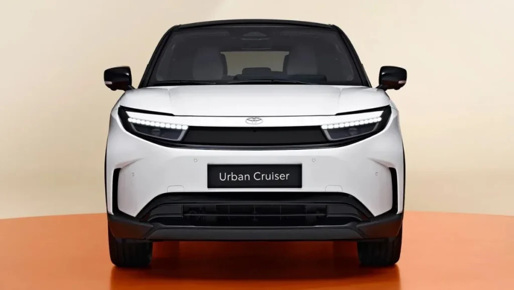 Toyota Urban Cruiser BEV Introduced In Indonesia front view showing LED light bar and closed grille electric SUV design