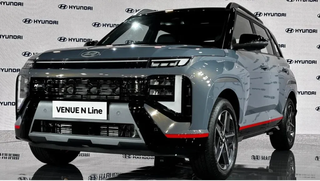 2025 Hyundai Venue N Line front view with signature LED DRLs and sporty grille