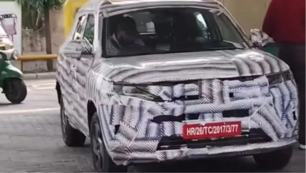 2026 Maruti Brezza Facelift Spied during road testing in India with camouflage wrap