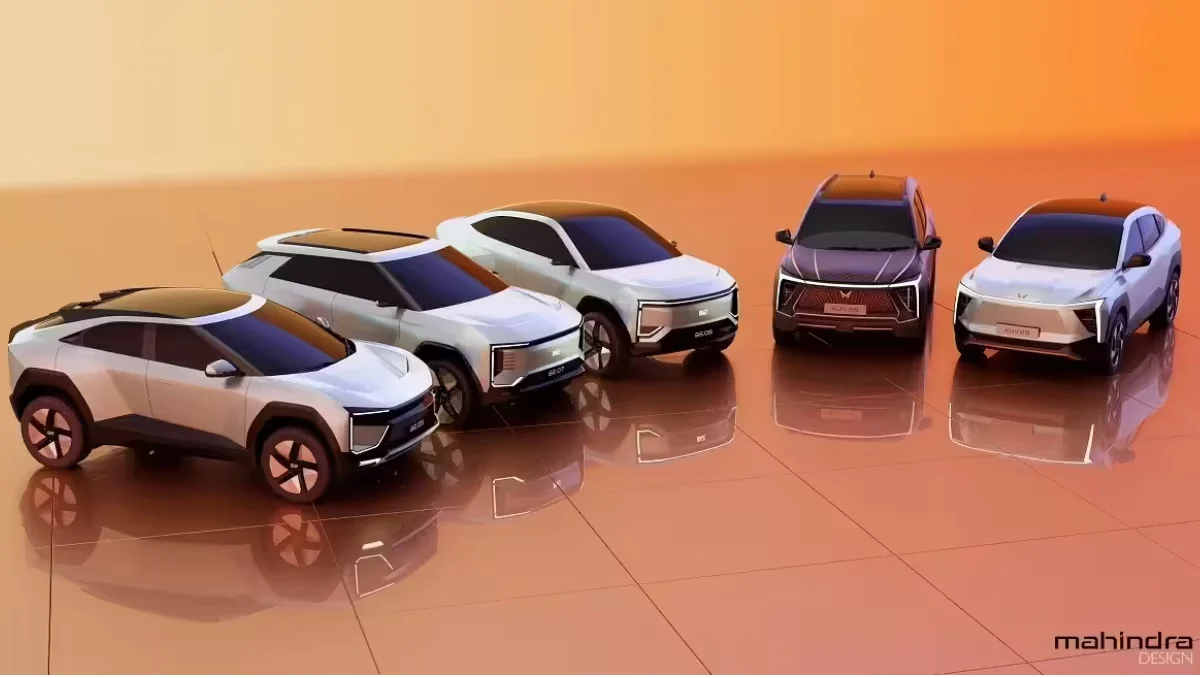 Mahindra targets 7000 EV Monthly sales lineup preview showing future Mahindra electric SUVs in concept form