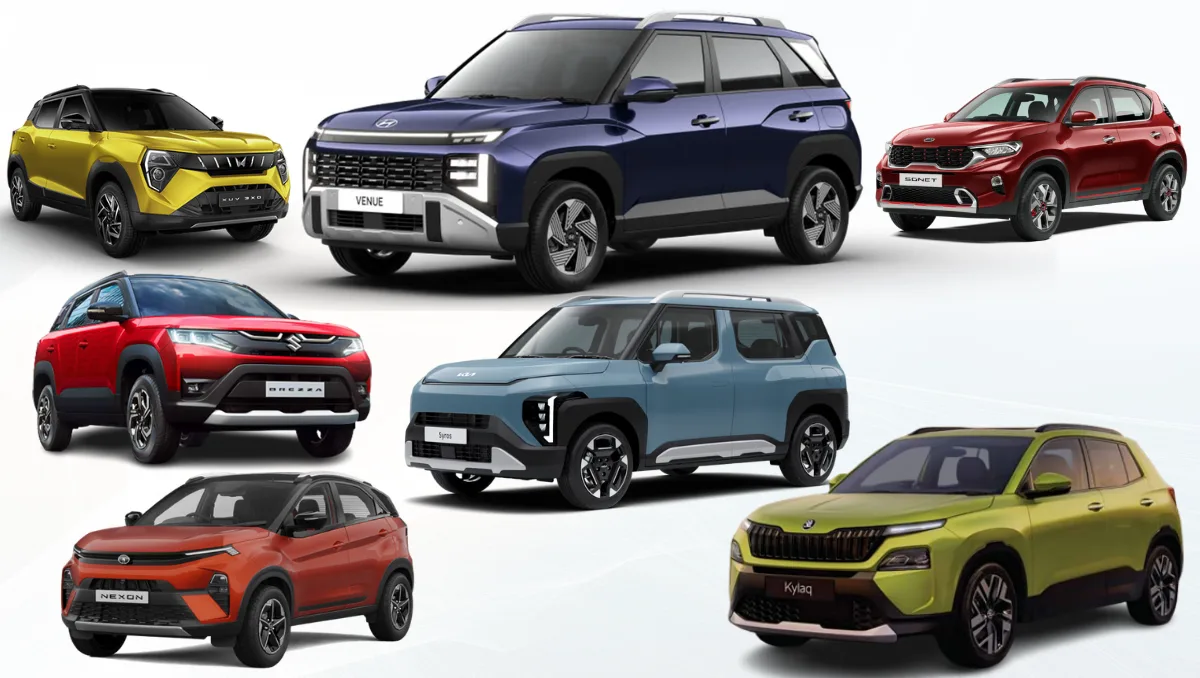 2025 Hyundai Venue vs Rivals SUVs featuring Maruti Brezza, Tata Nexon, Kia Sonet, Kia Syros, Mahindra XUV 3XO, and Skoda Kylaq