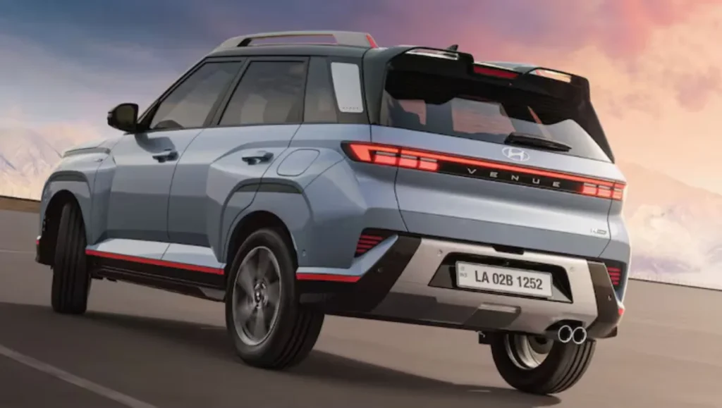 2025 Hyundai Venue N Line rear view with twin-tip exhaust and N Line badging