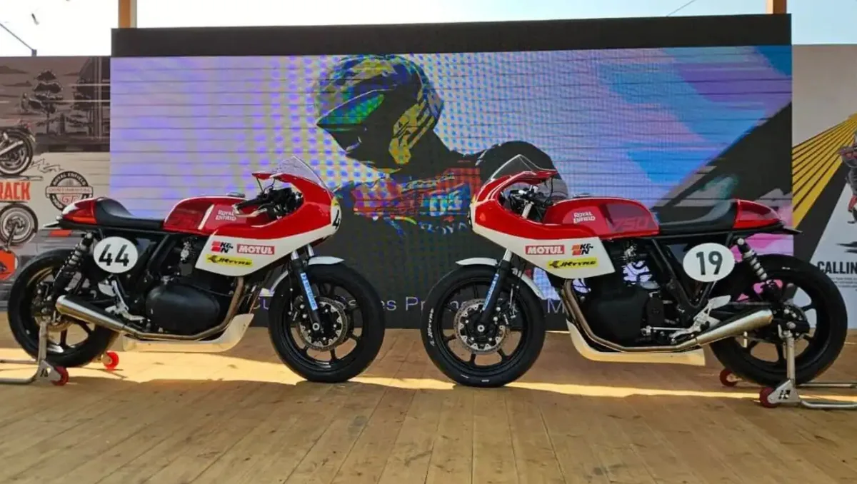 Royal Enfield Continental GT R 750 Unveiled race prototype motorcycles displayed at Motoverse event in Goa