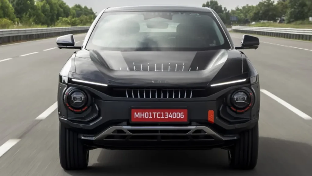 Mahindra BE 6 Formula E Edition front view driving on highway