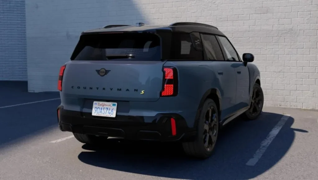 Rear view of Mini Countryman SE All4 electric SUV showing taillights and design details