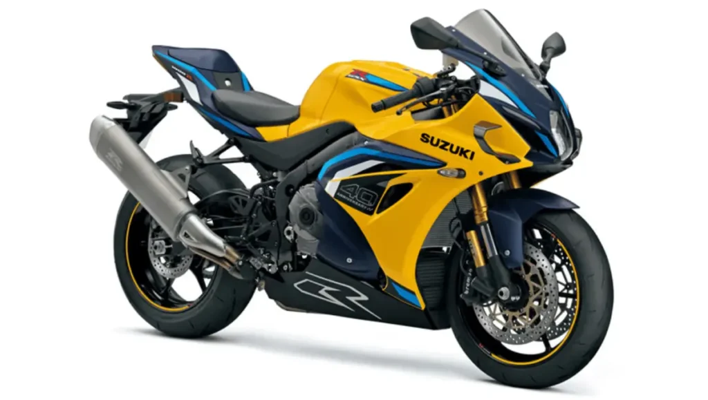 Suzuki GSX-R1000R 40th Anniversary Edition in yellow and blue race livery showcasing limited-edition design