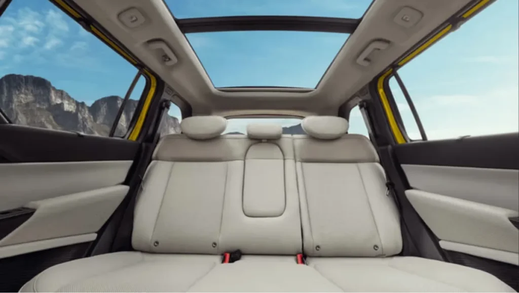 Tata Sierra 2025 Bookings Open rear seat view with panoramic sunroof