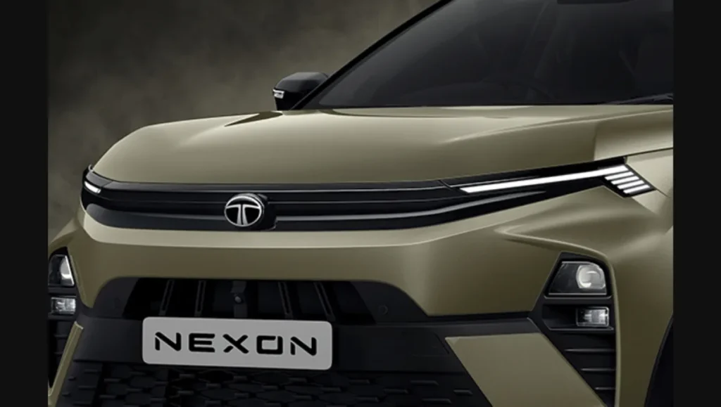 Tata Nexon 2025 front grille and LED headlight close-up