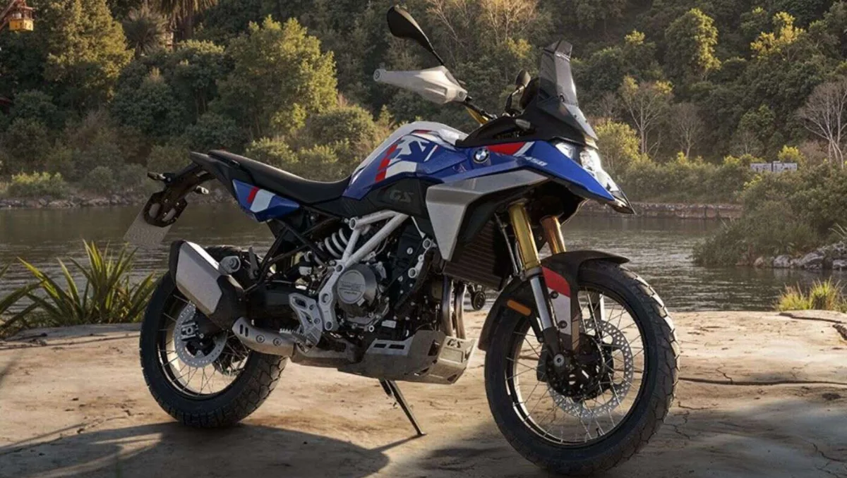 BMW F 450 GS adventure bike parked near a scenic river – BMW F 450 GS Bookings Open in India