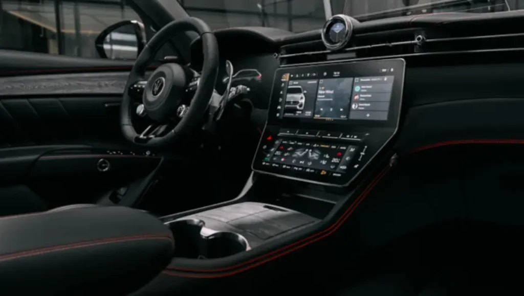 Maserati Grecale Folgore dashboard with dual touchscreen display and digital controls