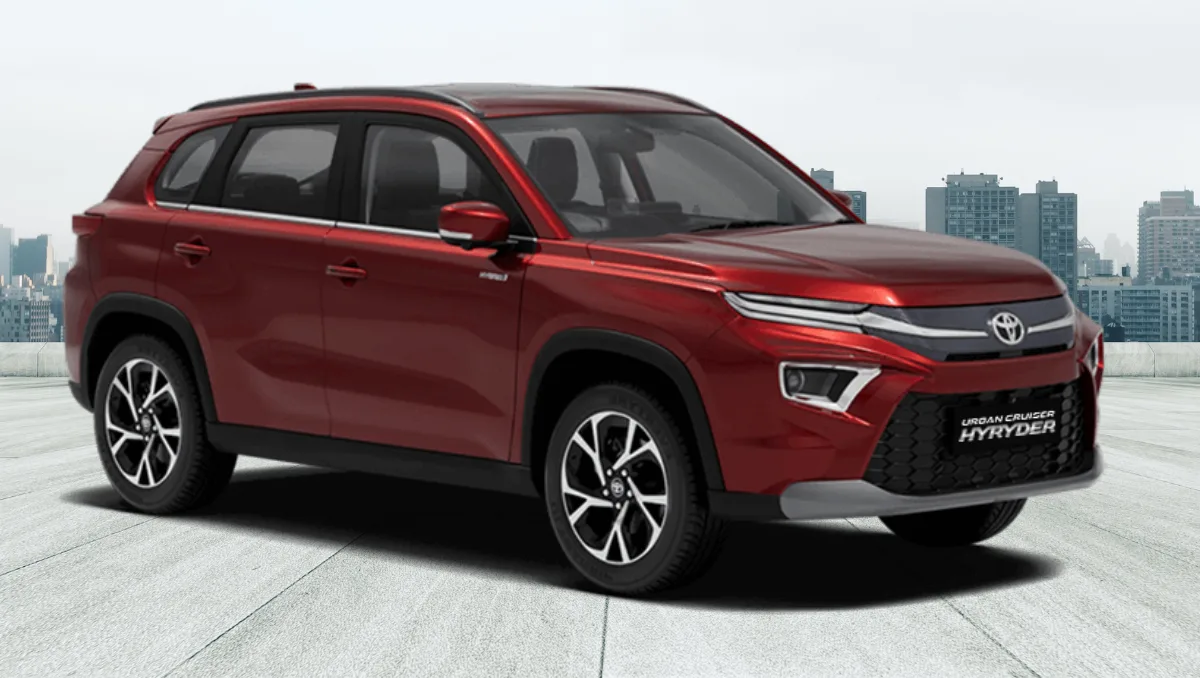 Toyota Urban Cruiser Hyryder Recalled In India red SUV front three quarter view