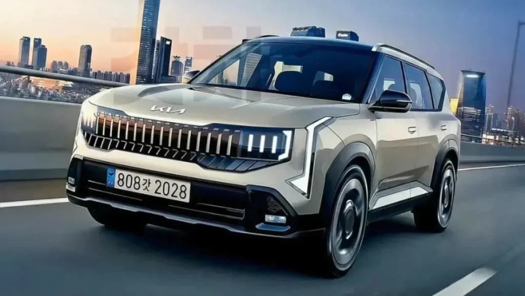 All-New Kia SUV 2026 Front and Side Profile on City Highway