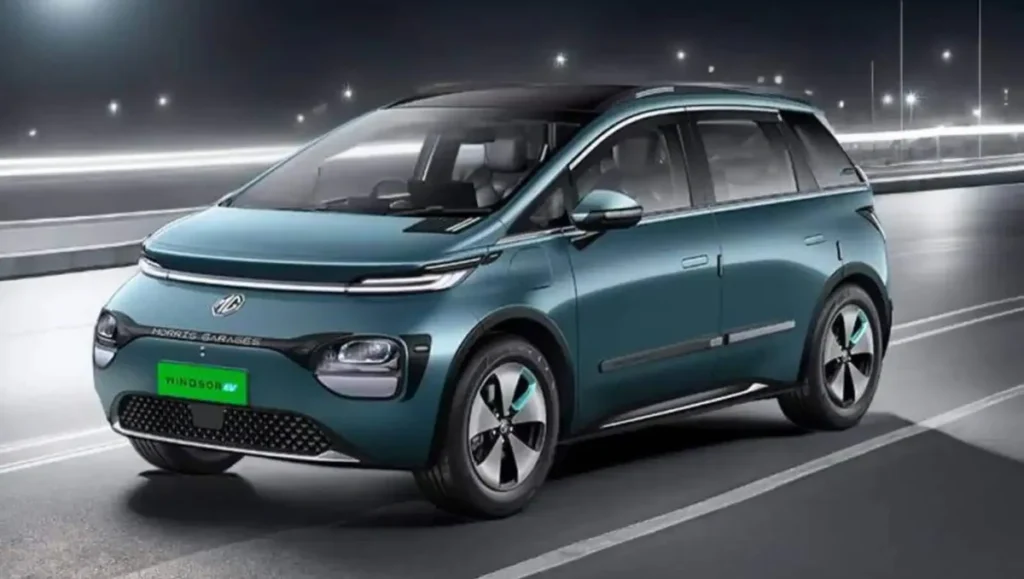 MG Windsor crosses 50k sales in record time electric MPV front three quarter view on highway