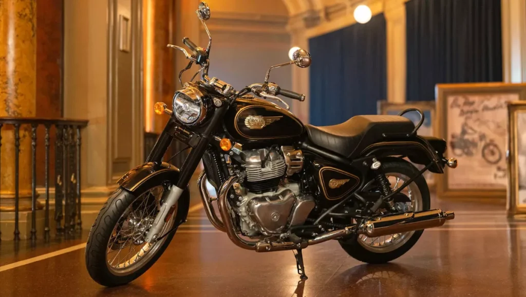 Royal Enfield Bullet 650 makes India debut displayed in classic black and gold finish at Motoverse event