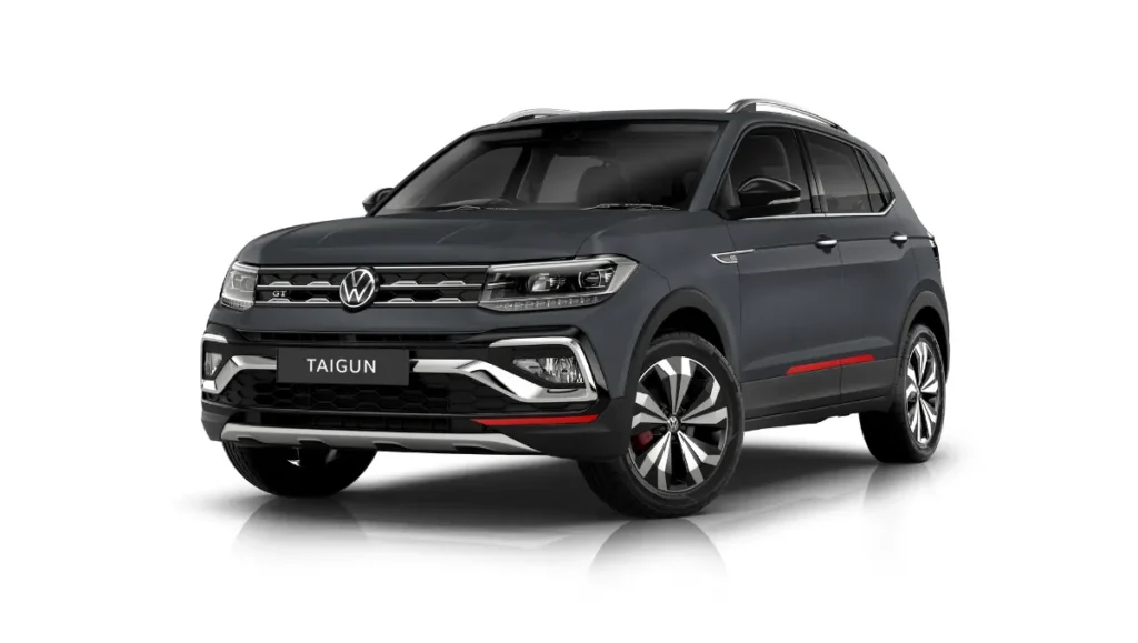 Upcoming Volkswagen launches in India in 2026 showing the Volkswagen Taigun facelift with updated front design and SUV styling