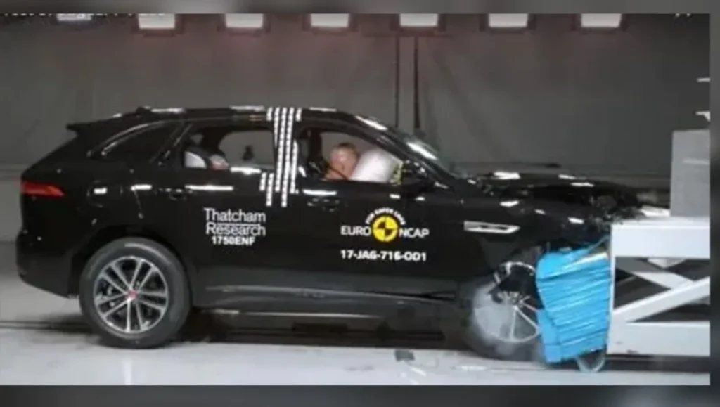 Euro NCAP announces 2026 New Safty Rules crash test image of SUV hitting barrier during safety assessment