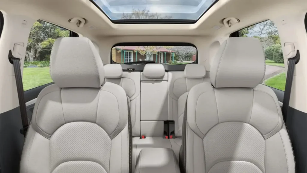 Interior seating layout of the 2026 MG Hector Facelift Launched in India with dual tone upholstery and panoramic sunroof