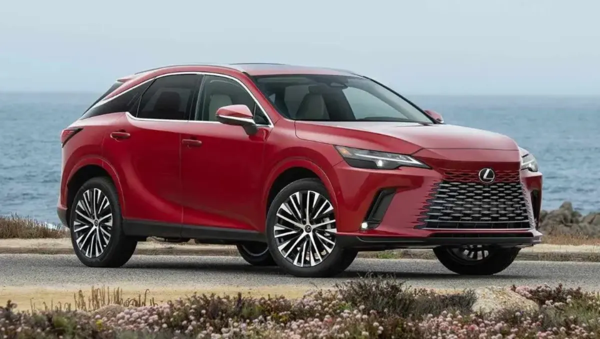 Lexus RX 350h Exquisite trim launched showcased in red exterior with its updated hybrid luxury SUV design