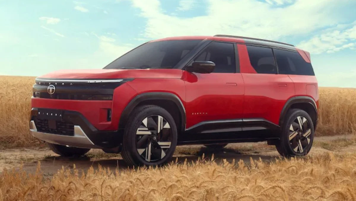 Tata Sierra Complete Variant Price Revealed with new generation Tata Sierra SUV shown in red exterior design